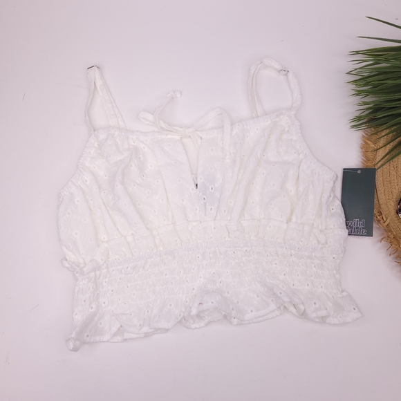 Wild Fable Tie-Front Smocked Flutter Hem Tank Top - Picture 2 of 6